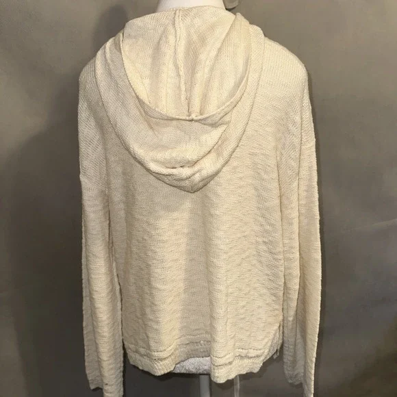 Lucky Brand Sweater Womens Small Cream Knit Hoodie Pullover Casual Pocket - Picture 5 of 11